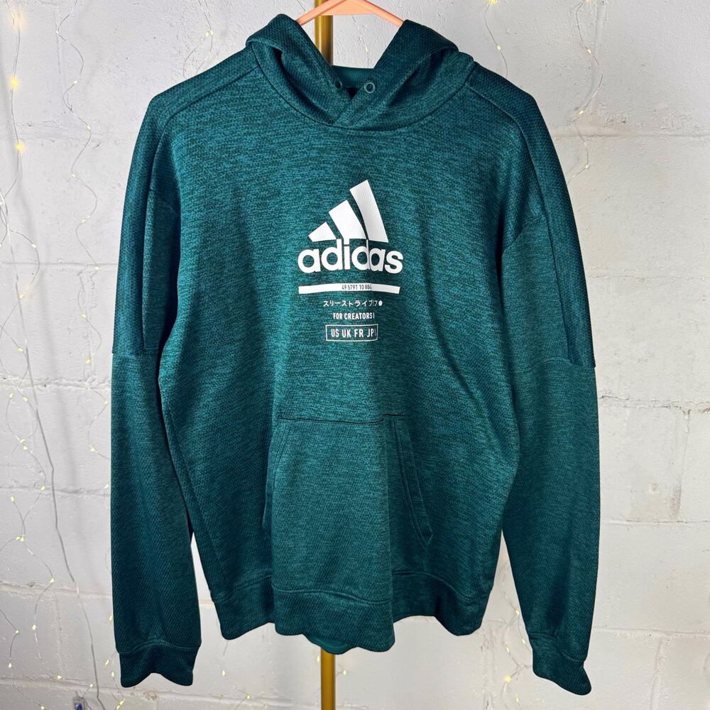 adidas men M Climawarm green hoodie For Creators Only Japanese graphic pullover